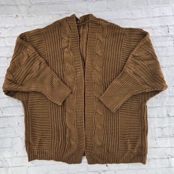 Cable Knit Extra Large Brown Cardigan - Picture 1 of 6